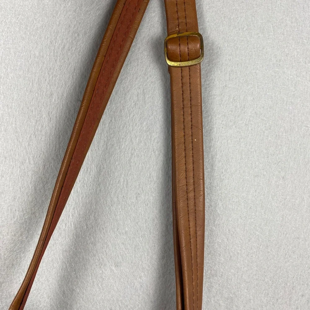 Vintage Kodak Brown Faux Leather Camera Bag Rainbow Logo Crossbody Made in USA